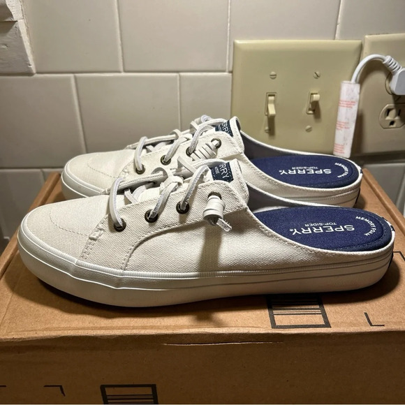 Sperry Shoes - Sperry 🔥Top- Slides White 9.5 Canvas Memory Foam Crest Vibe Mule Sneaker